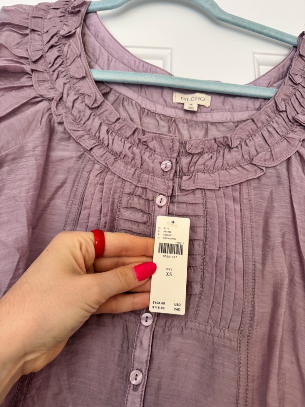 Pilcro Lavender Ruffled Button-Front Blouse - Picture 4 of 4